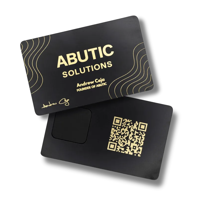 Copper card with gold-tone engraving