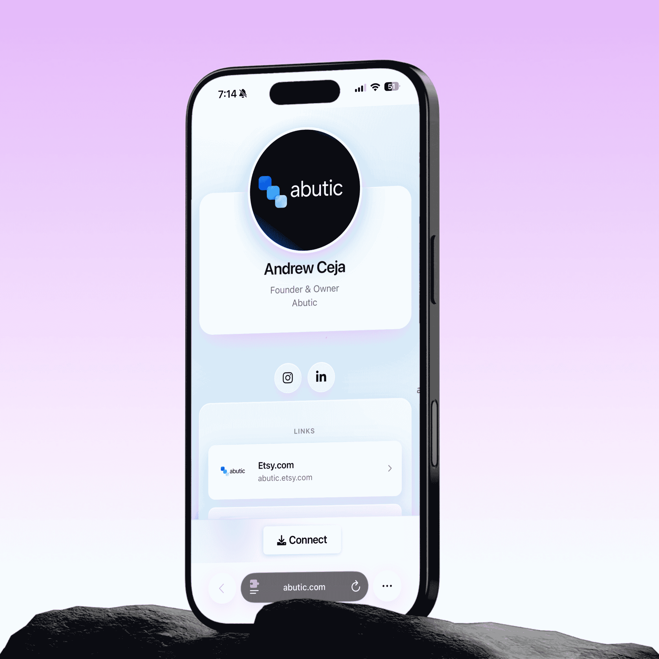 Abutic profile customization — colors, layout, and shareable QR