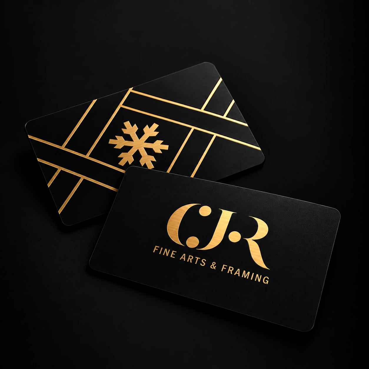 Matte black copper NFC cards with gold engraving, front and back